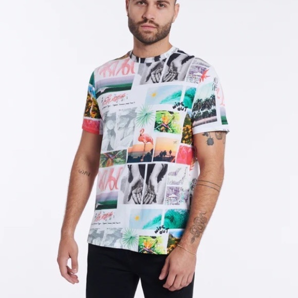 Guess | Short Sleeves Postcard Tee Mens Size M Organic Cotton Crewneck Pullover - Picture 3 of 14